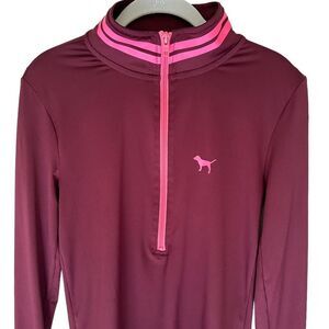 PINK Victorias Secret Ultimate Raspberry / Berry W/ Pink Strip 1/2 Zip Up  Small